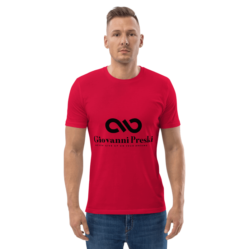 Tee-shirt classique rouge logo noir en coton biologique