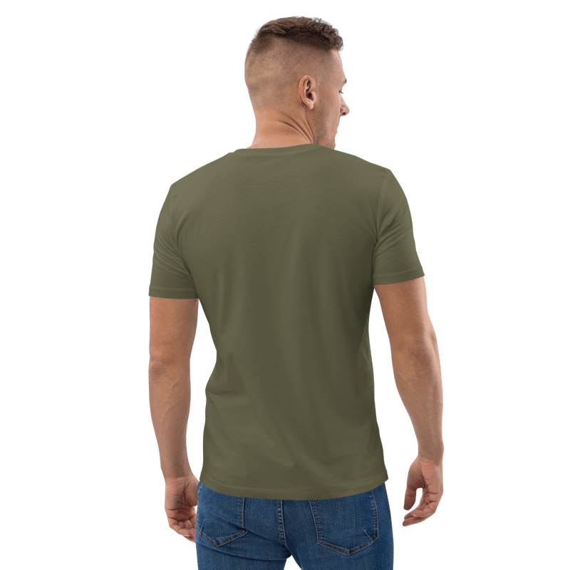 Tee-shirt classique kaki logo noir en coton biologique