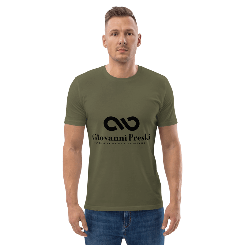 Tee-shirt classique kaki logo noir en coton biologique