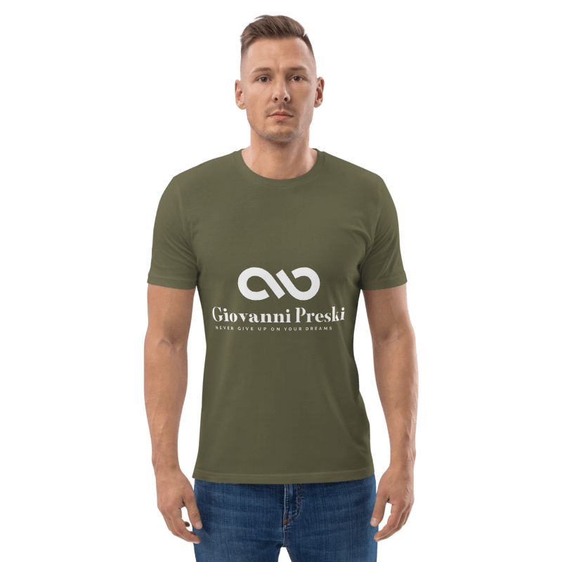 Tee-shirt classique Kaki logo blanc en coton biologique