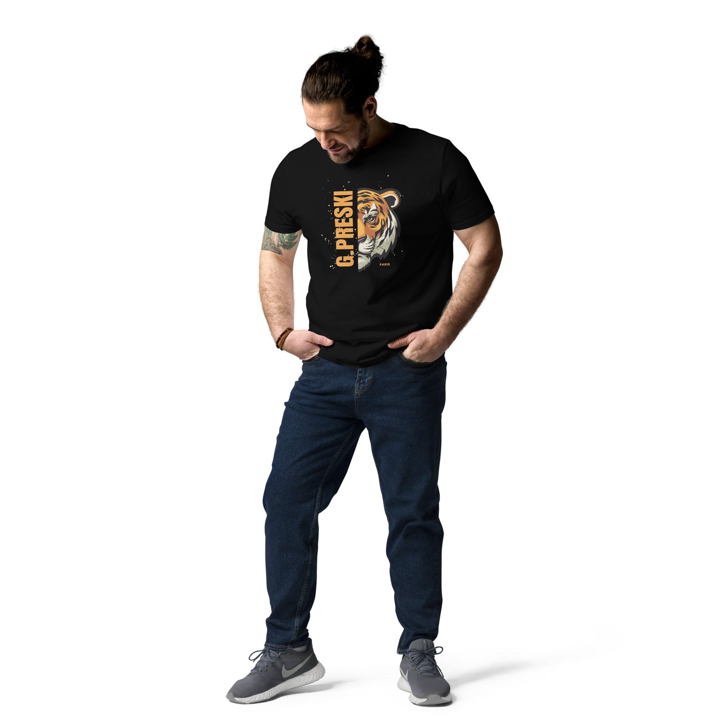 Tee-shirt classique Tiger noir en coton biologique