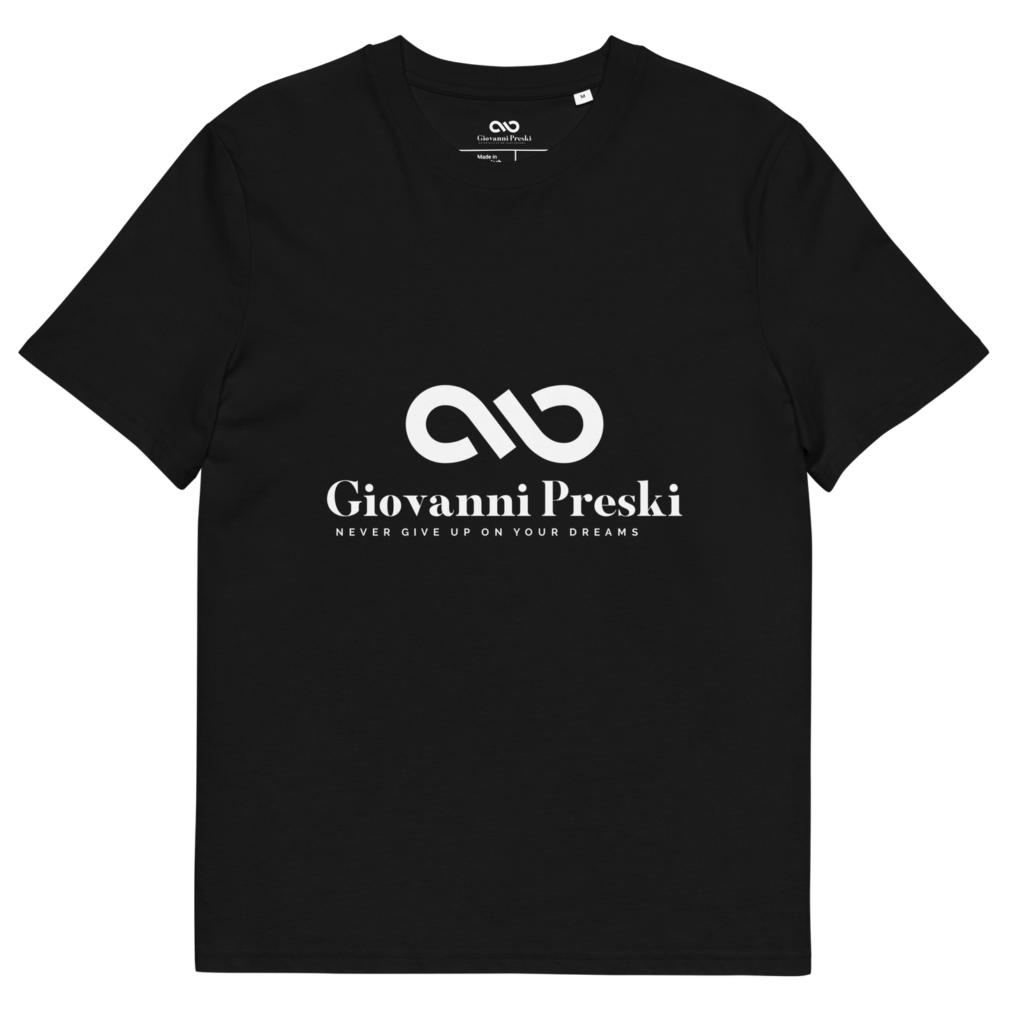 Tee-shirt classique noir logo blanc en coton biologique - F