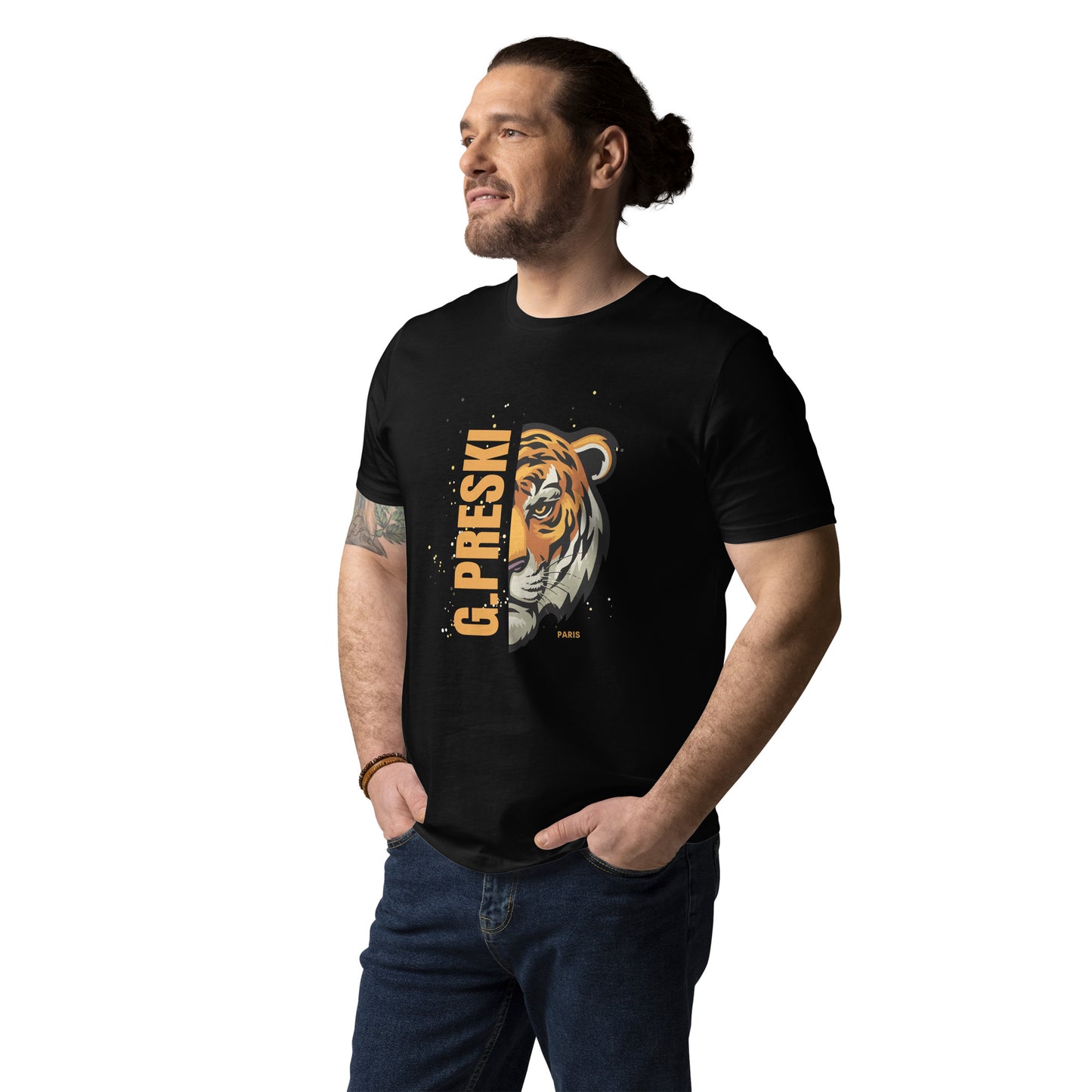 Tee-shirt classique Tiger noir en coton biologique