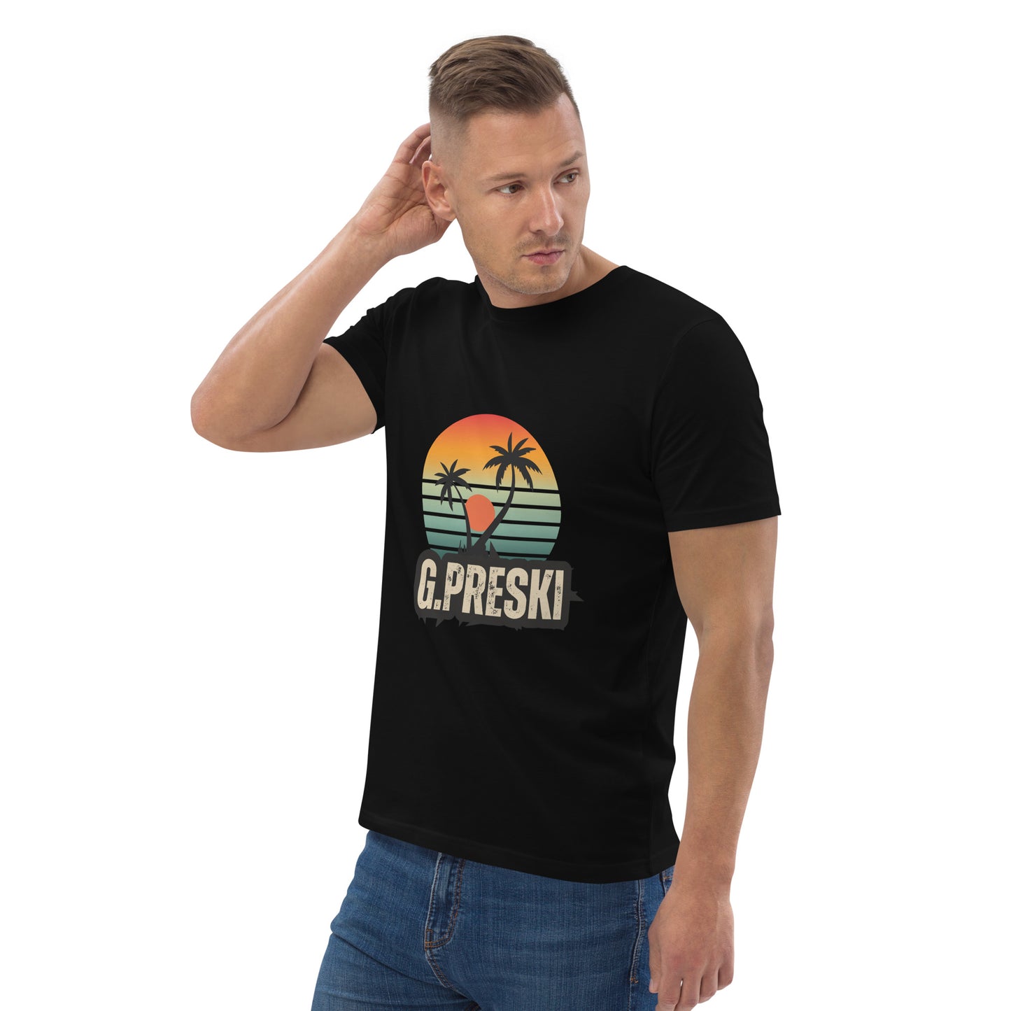 Tee-shirt classique Sun noir en coton biologique