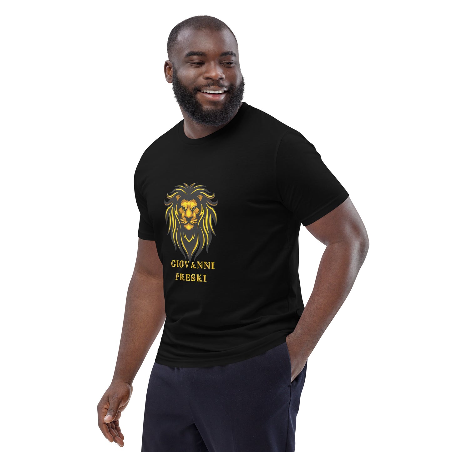 Tee-shirt classique Lion or noir en coton biologique