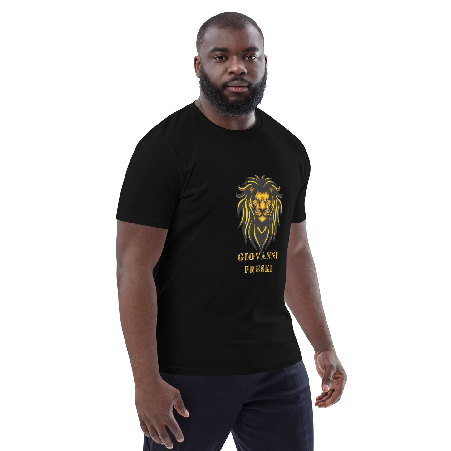 Tee-shirt classique Lion or noir en coton biologique