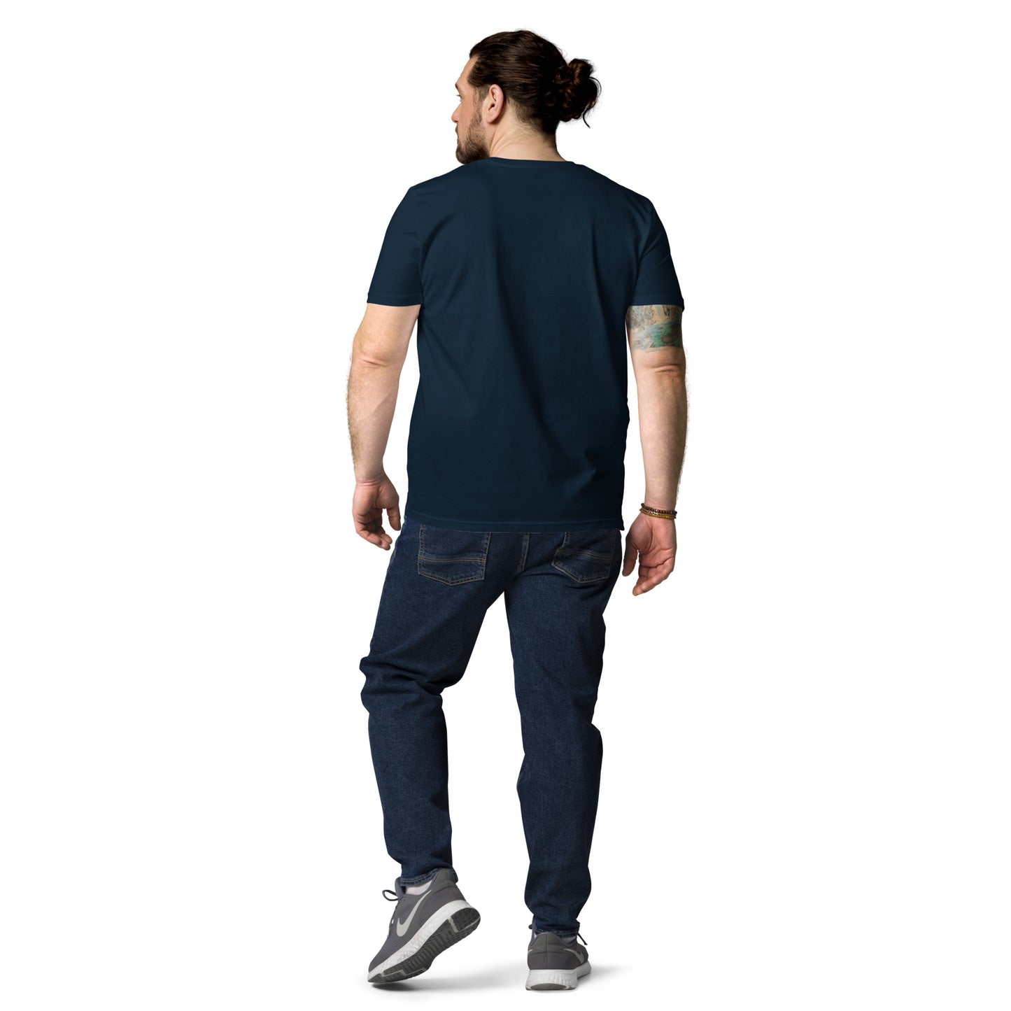 Tee-shirt classique bleu navy logo blanc en coton biologique