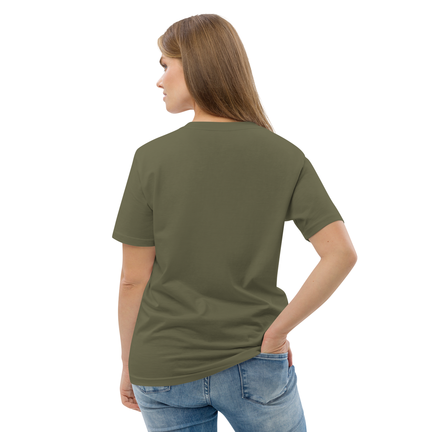 Tee-shirt classique Kaki logo blanc en coton biologique - F