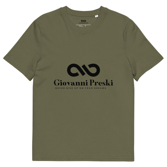 Tee-shirt classique kaki logo noir en coton biologique