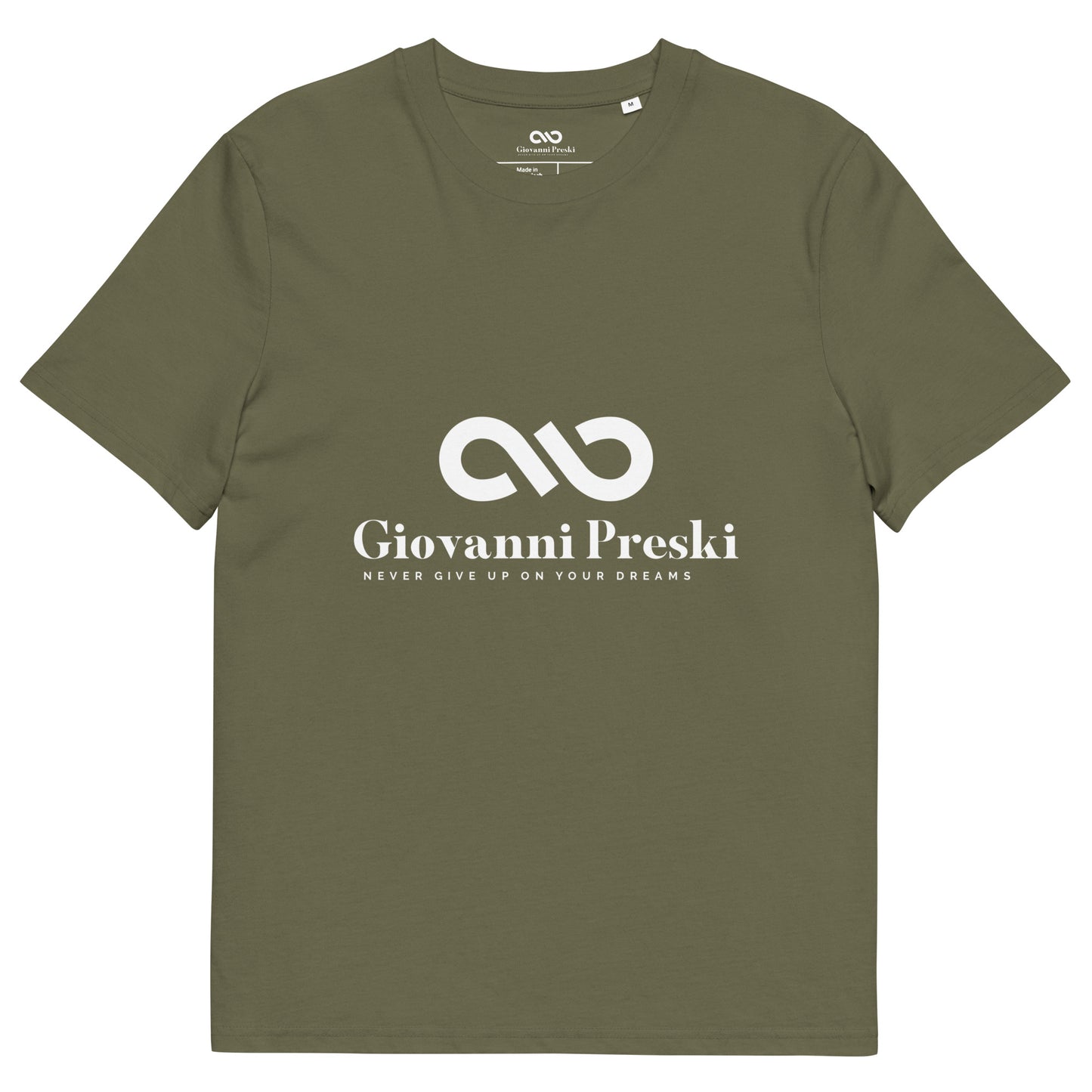 Tee-shirt classique Kaki logo blanc en coton biologique