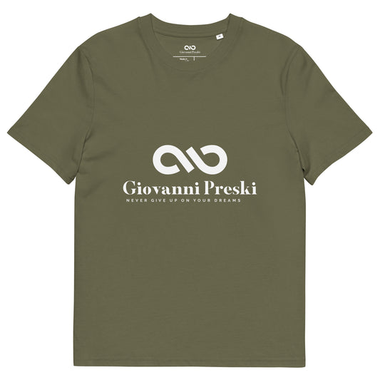 Tee-shirt classique Kaki logo blanc en coton biologique
