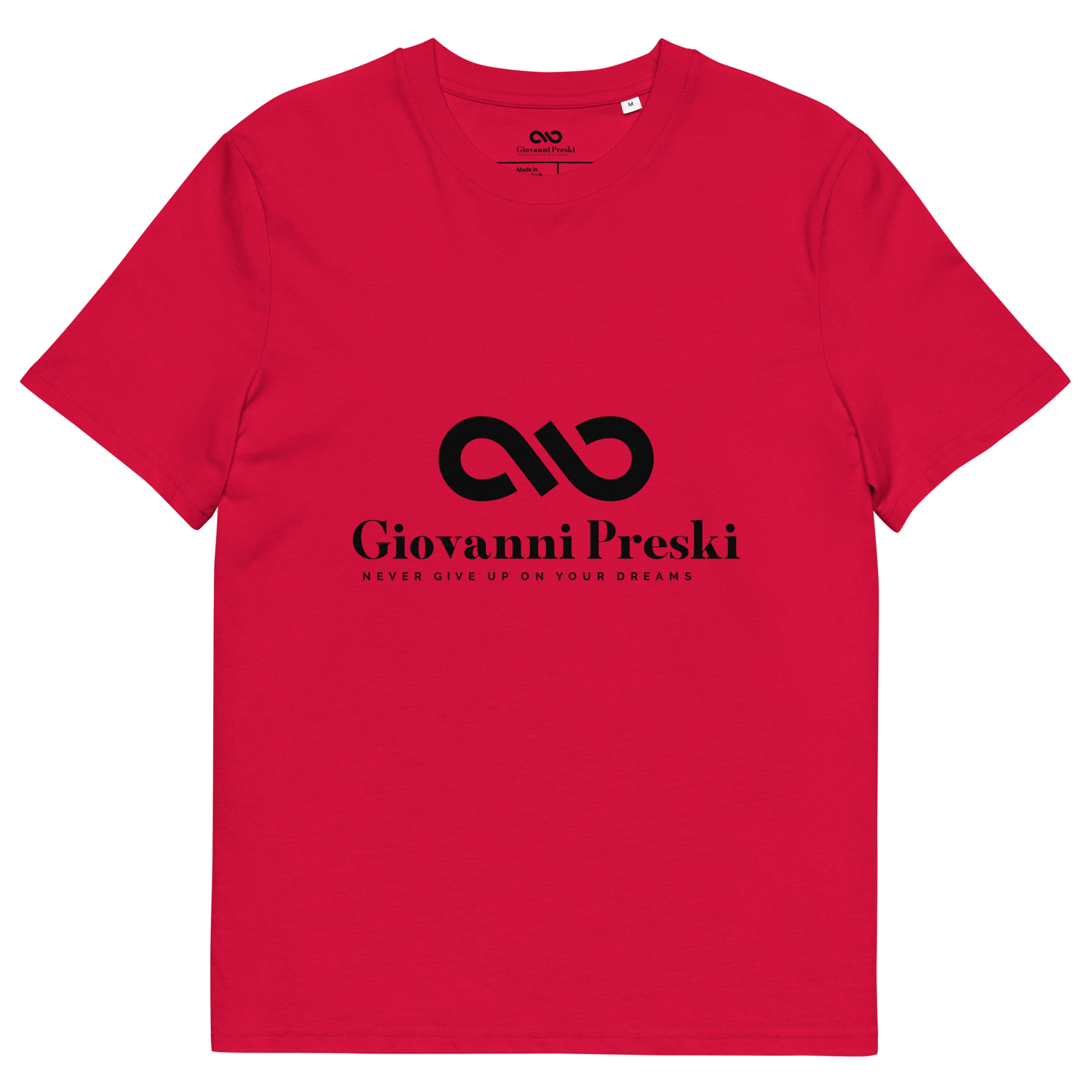 Tee-shirt classique rouge logo noir en coton biologique