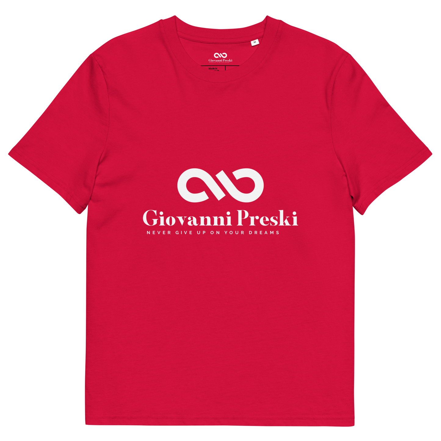 Tee-shirt classique rouge logo blanc en coton biologique