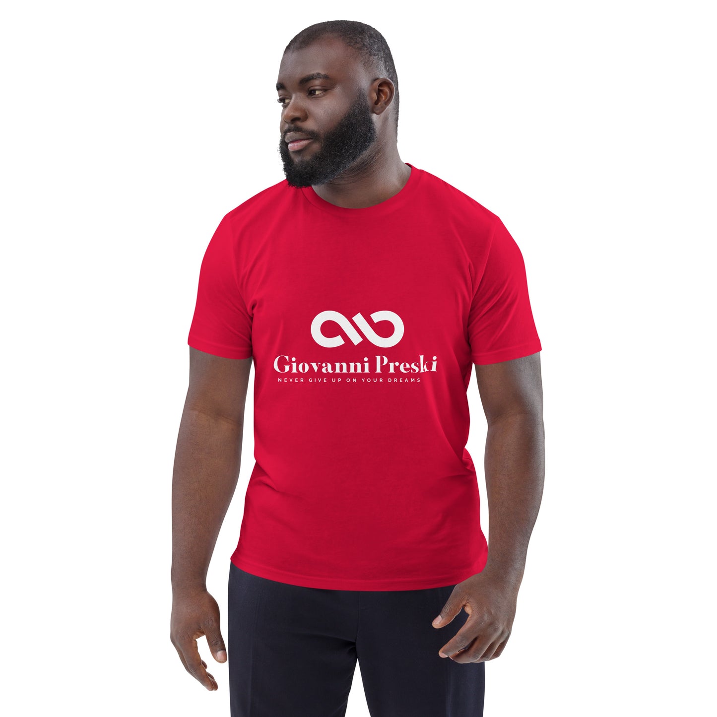 Tee-shirt classique rouge logo blanc en coton biologique
