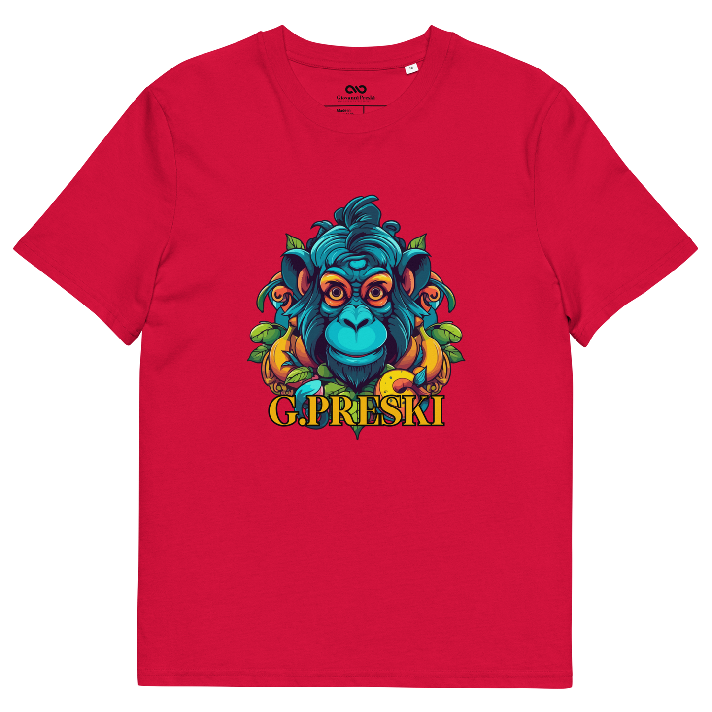 Tee-shirt classique Monkey rouge en coton biologique