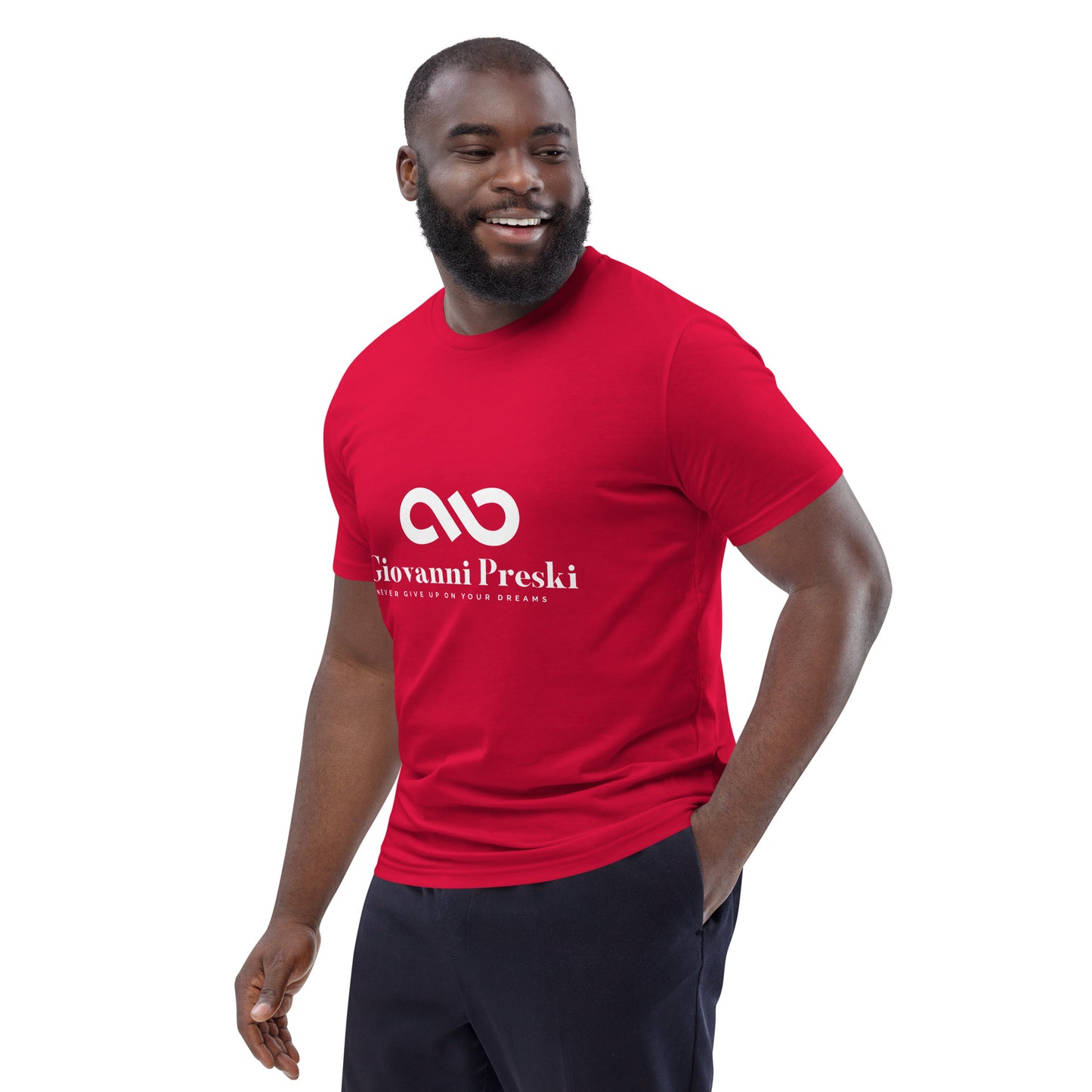 Tee-shirt classique rouge logo blanc en coton biologique