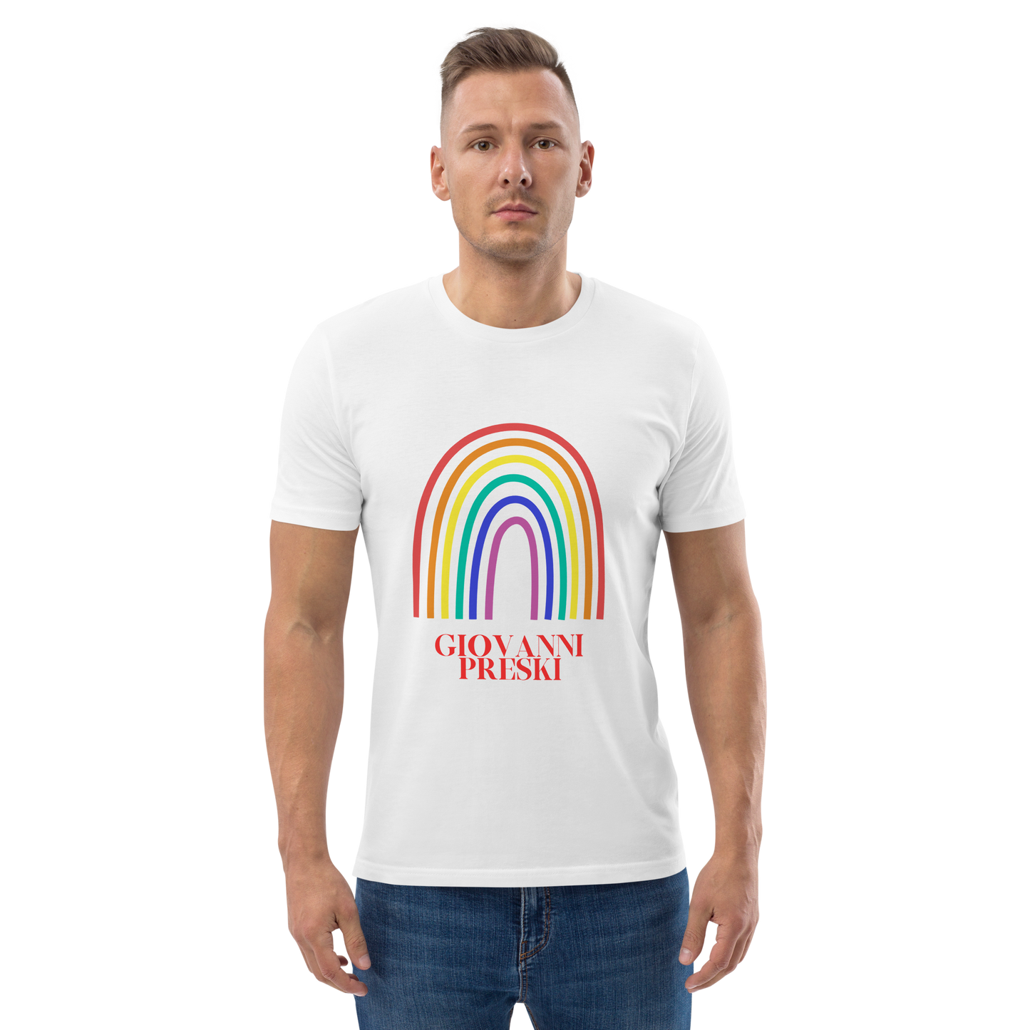 Tee-shirt classique Arc en ciel blanc en coton biologique