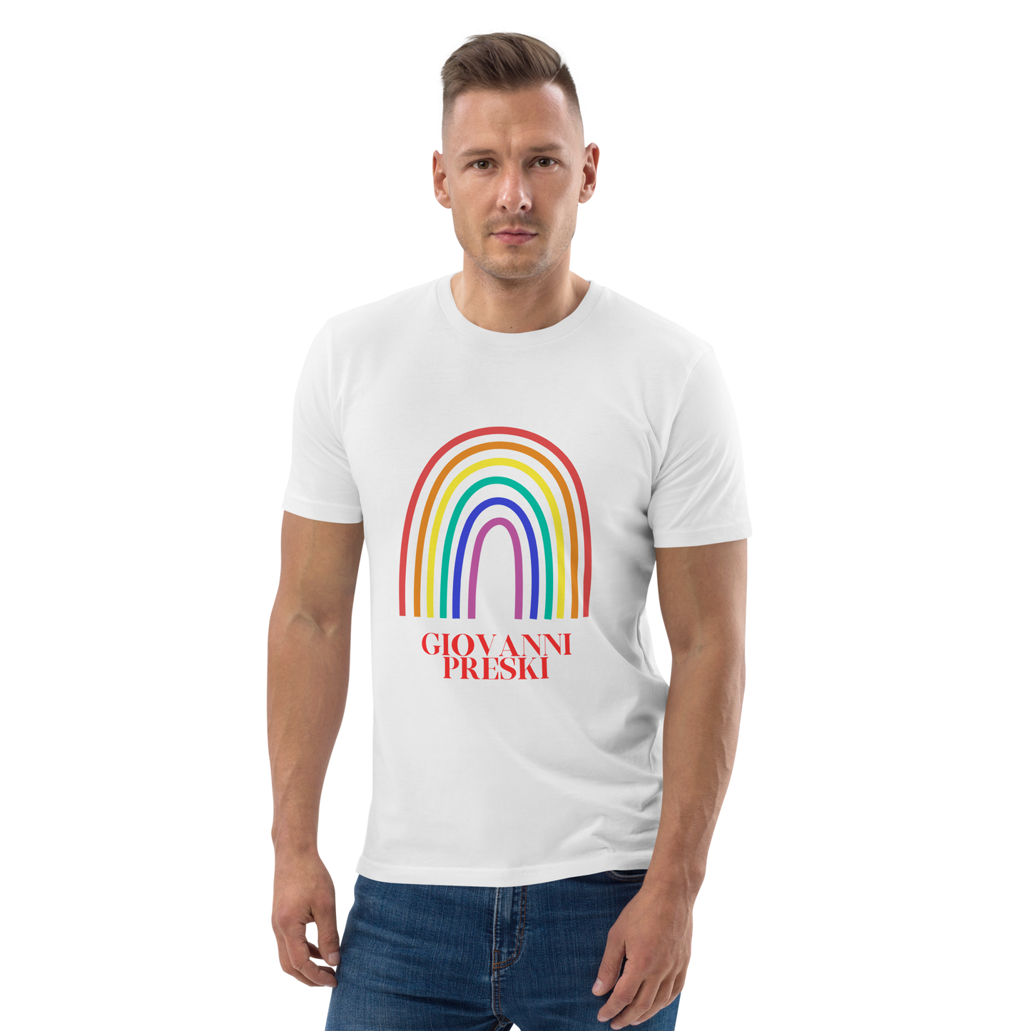 Tee-shirt classique Arc en ciel blanc en coton biologique