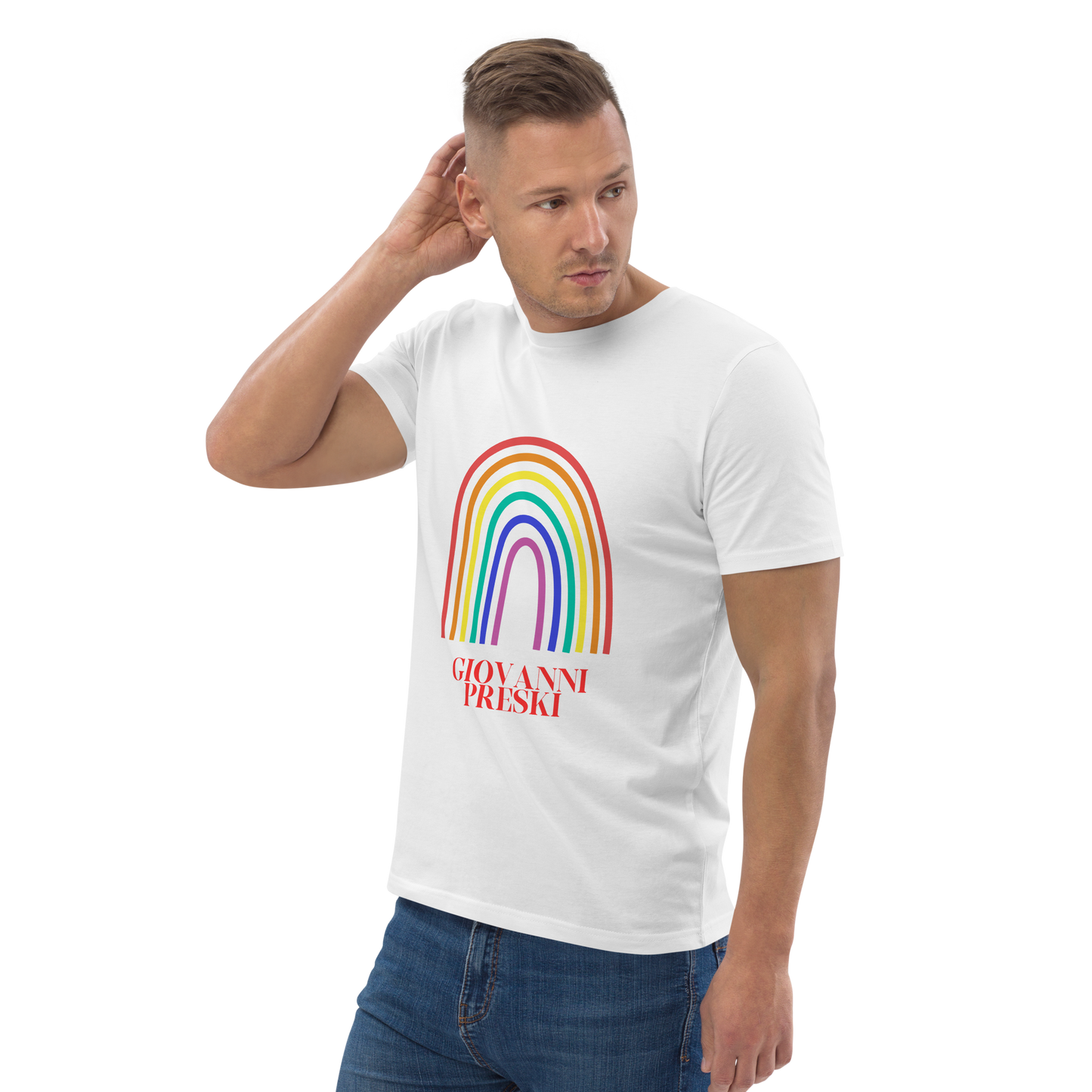 Tee-shirt classique Arc en ciel blanc en coton biologique